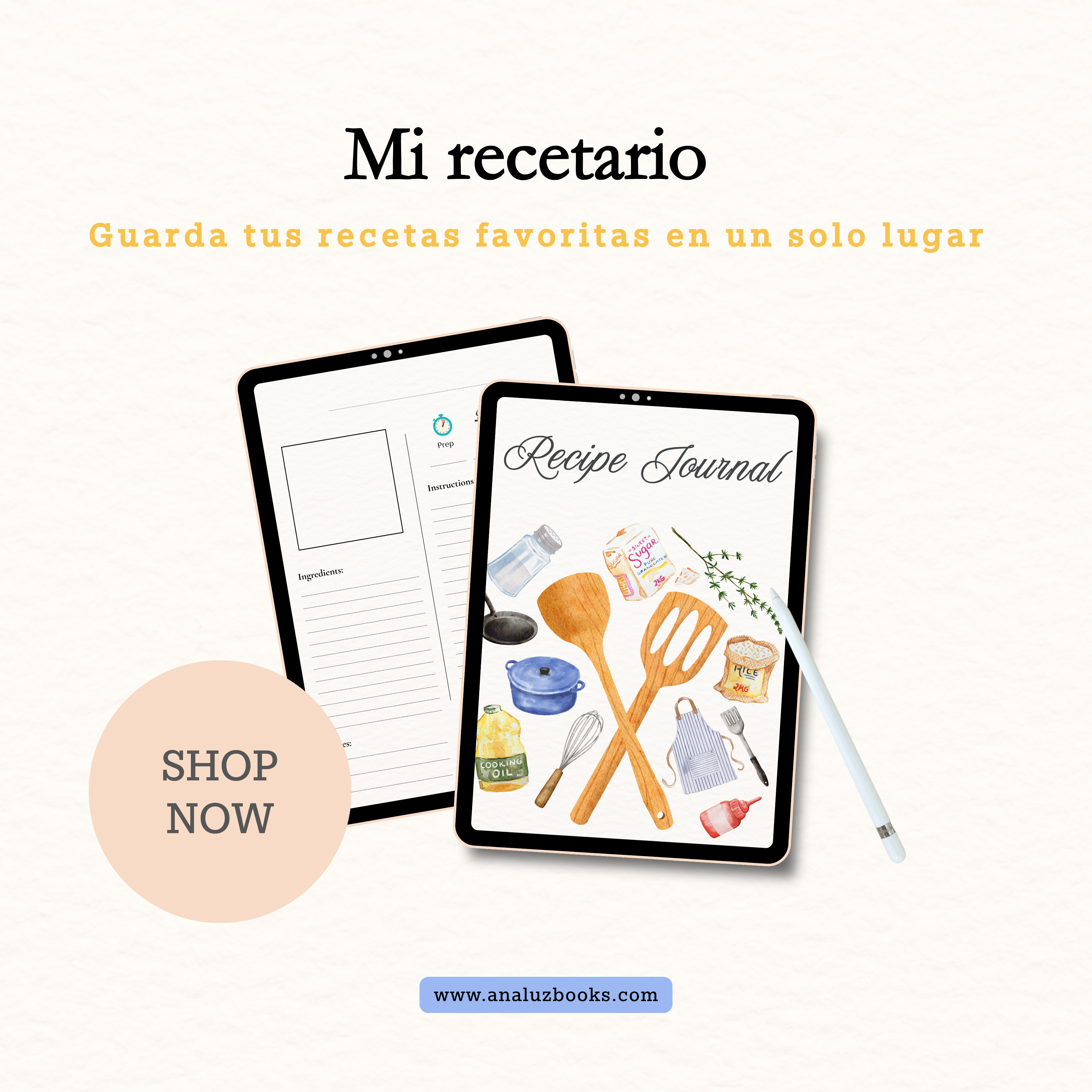 mi recetario digital | journal de recetas con hipervínculos para goodnotes y notability
